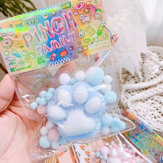Handmade Cat Paw Stress Relief Taba Squishy Toy with Flocking