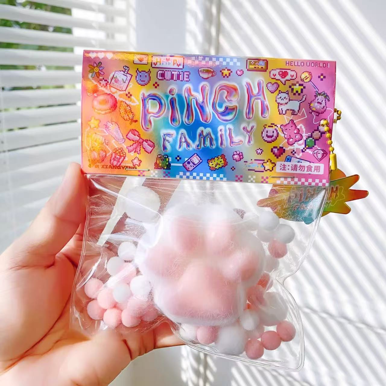 Handmade Cat Paw Stress Relief Taba Squishy Toy with Flocking
