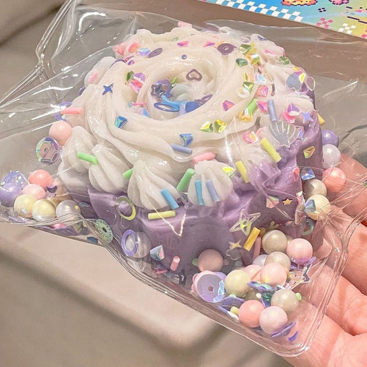 purple cake with shining cream squishy toys
